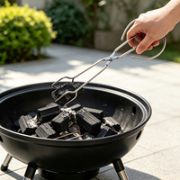 Pince à charbon de bois polyvalente en fer forgé, résistante à la chaleur, pour barbecue et cuisson sur grill