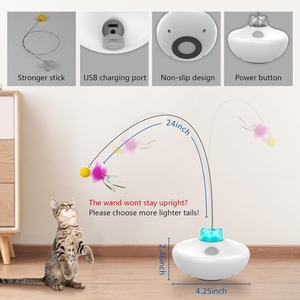 Cat Toys Interaktives Feather <span class=keywords><strong>Spin</strong></span> Spielzeug für Indoor Kittens Self Play Automatic Kitty Teaser Wand - Product Image 2