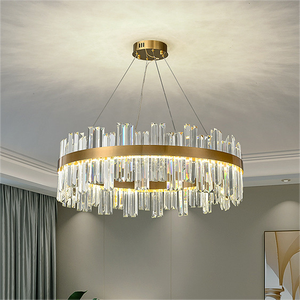 Modern Ceiling Ring Pendant Lights Hotel Bedroom Luxury Rectangular Circle Gold <b>Crystal</b> <b>Chandeliers</b> - Product Image 1