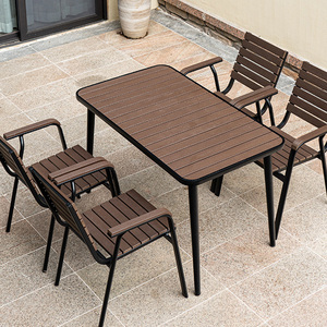 Hot Sale Wood <strong>Plastic</strong> <strong>Outdoor</strong> <strong>Table</strong> and Chairs Terrace Waterproof Rectangular 4-seater Wood <strong>Plastic</strong> <strong>Outdoor</strong> <strong>Table</strong> and Chairs - Product Image 1