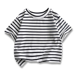 Tops cortos de verano directos de fábrica, Camiseta de algodón orgánico de nuevo diseño para niñas, camisas casuales cómodas transpirables con cuello redondo - Product Image 6