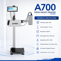 Impresora de Inyección de Tinta Piezoeléctrica Industrial Seiko 1020 de 360 DPI para Codificación de Cajas de Cartón, Códigos de Barras, Códigos QR, Logotipos, Codificación de Lotes y Datos Variables