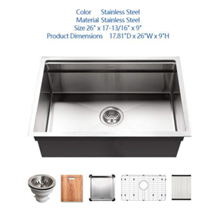<span class=keywords><strong>Évier</strong></span> de <span class=keywords><strong>cuisine</strong></span> en acier inoxydable de 26 pouces, taille personnalisée, avec plusieurs plateaux de préparation, drainage rapide, tout-en-un, à encastrer sous plan de travail - Product Image 2