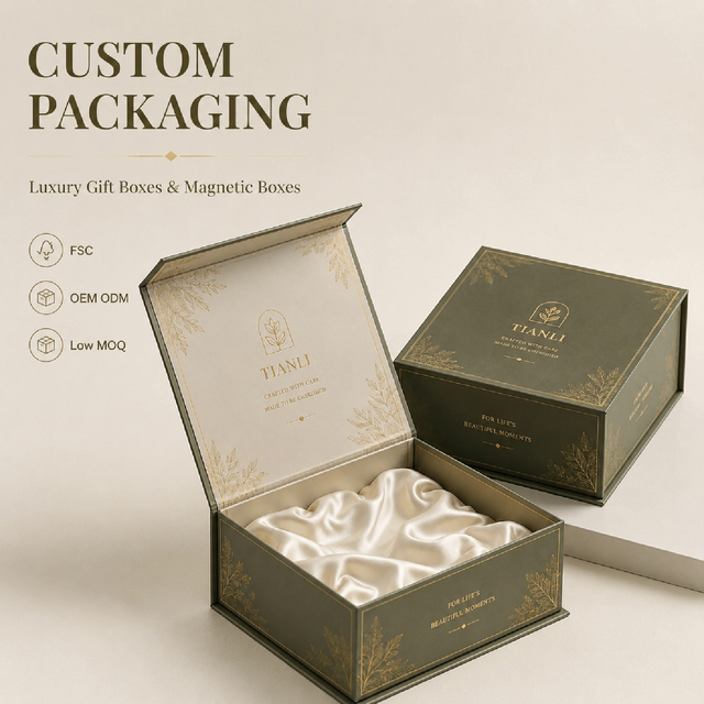 OEM Custom Luxury Magnetic Gift Box for Gift Craft Pack Gold Foil Logo Satin Insert Olive Green Rigid Paper Box Manufacturer