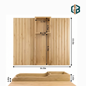 Rechteckiges Klappbares Sofa-Armlehnen-Tablett aus Bambus mit Lackierung, Tragbarer Desktop-Getränkehalter für Lebensmittelaufbewahrung - Product Image 3