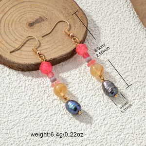 Pendientes colgantes de cuentas de perlas de piedra natural multicolor de moda Bohemia para regalo - Product Image 2