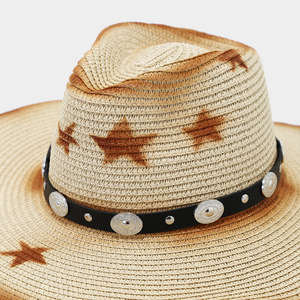 <span class=keywords><strong>Sombrero</strong></span> de Paja Estilo <span class=keywords><strong>Vaquero</strong></span> Occidental Tejido a Mano con Logotipo Impreso, Ala Ancha, para <span class=keywords><strong>Mujer</strong></span> y Hombre, Ideal para Playa y Viajes - Product Image 4