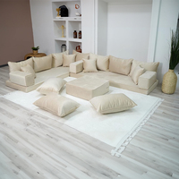 Conjunto de Sofás Tradicionales Árabes para Suelo, Cojines Estilo Marroquí Majlis Jalsa, Asientos Étnicos para Sala de Estar o Jardín con Respaldo