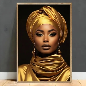 Canvas Wall <strong>Art</strong> Painting a Beautiful African <strong>Queen</strong> Wearing an Elaborate Headdress for Living Room Home Walls Decoration - Product Image 5