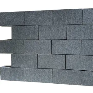 Azulejos de pedra para pavimentação de tijolos de granito preto azul basalto, revestimento térmico de chamas e jato de água, tamanhos personalizados