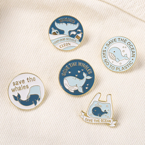 Dessin animé Protection des animaux marins thème Blouse broche baleine sac à dos Badge broche unisexe décoration cadeau - Product Image 6