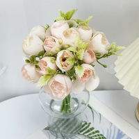 Karangan Bunga Peony Sutra Buatan Berkualitas Tinggi YL, Buatan Tangan, Lembut, Realistis, Dekorasi Rumah, Kantor, Pernikahan, Natal, Wisuda