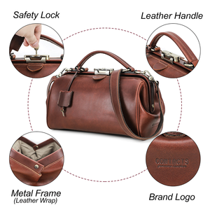 กระเป๋าหนังแ<span class=keywords><strong>ท</strong></span>้ทรงหมอสไตล์วินเ<span class=keywords><strong>ท</strong></span><span class=keywords><strong>จ</strong></span>สำหรับผู้หญิง พร้อมโครงโลหะซ่อน ตัวล็อค และสายสะพายถอดได้ - Product Image 2