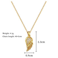 Collier en acier inoxydable plaqué or 18 carats avec zircon, motif plume, style vintage, ailes d'ange, pendentif plume, garantie commerciale