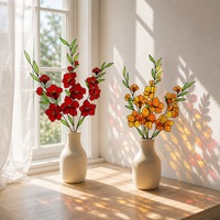 Branche florale artificielle de gladiolus en verre teinté rustique faite à la main, pour remplir les vases, décorer la maison, la table ou la fenêtre, OEM/ODM disponible