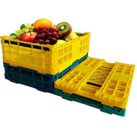 Caisse PP pliable avec logo personnalisé Boîte de rangement pliable pour l'agriculture, les légumes et les fruits Caisse en plastique perforée pour la ferme