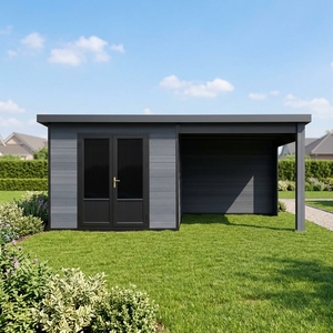 Casetta da Giardino Esterna Serie D in WPC e Acciaio, Stile Moderno, per Ville, Appartamenti, Magazzini e Giardini - Product Image 2