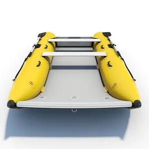Perahu Katamaran Tiup Kucing Air Putih Rakit Perahu Pontoon Kuning