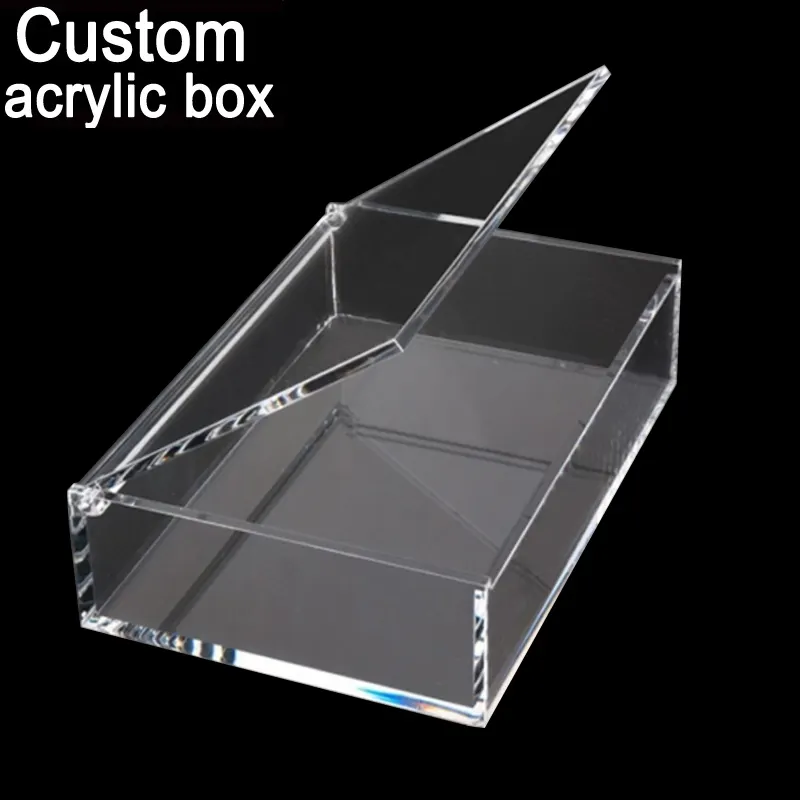 Acryl Box Custom Clear Plexiglas Acryl Display 5Side Doos Met Deksel/Sliding Deksel Poke Porren Mon Kaart Booster display Box Case