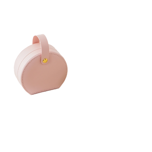 Boîte à bijoux en cuir PU rose de qualité supérieure, étui de voyage compact et portable avec poignée et bouton-pression, petit rangement pour bijoux fins - Product Image 4