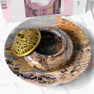 Quemador de Incienso de Estilo Religioso Vintage con Placa Redonda de Cristal Natural Único de Jasper para Sanación, Venta al por Mayor - Product Image 1