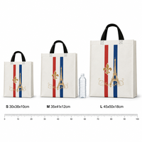 Sac de courses non tissé personnalisé avec logo, style français, imprimé, réutilisable, pour les courses quotidiennes, vente en gros