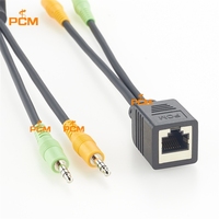 Kabel Breakout RJ45 Female ke Dual 3.5mm TRS 1/8'' Male untuk Sistem Siaran Audio Stereo AXIA Konsol Lawo Node AES EBU