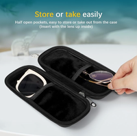 Étui rigide double compartiment pour lunettes, organisateur portable à fermeture éclair pour lunettes de soleil, boîte de rangement de voyage pour lunettes de voiture