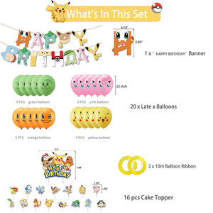 Figurines de dessins animés jaunes PlKA, film d'animation, joyeux <span class=keywords><strong>anniversaire</strong></span>, bannières et ballons de fête pour enfants, jouets, cadeaux pour la fête des enfants - Product Image 6