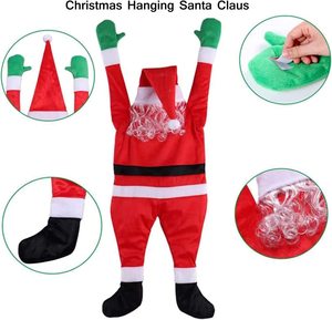 Vente en gros Grand Père Noël suspendu Décoration murale de Noël escalade Ornement Vacances <span class=keywords><strong>Garage</strong></span> extérieur Vêtements en flanelle Costumes - Product Image 4