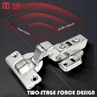 TIANYI Bisagra Hidráulica de Doble Etapa de Acero Inoxidable 201, Ajustable en 3D, 35mm, Cierre Suave, Niquelada, para Dormitorio y Baño