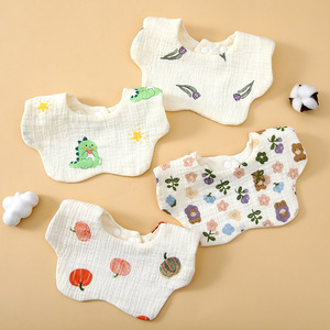 مرايل قطنية عضوية ناعمة لتغذية الأطفال ، مرايل أطفال رضع من القطن بتصميم لطيف ، مرايل تغذية الأطفال الصغار ، مرايل التسنين - Product Image 3