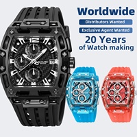 Montre à quartz SKMEI 2606 de haute qualité avec logo personnalisé, boîtier en plastique transparent, mouvement à quartz étanche en silicone, montre de luxe pour homme