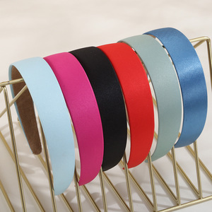Accesorios para el Cabello para Niñas, Diadema de Seda de 3 cm, Diadema Ancha de Satén Lisa, Diadema de Tela de Algodón con Estampado a Cuadros al por Mayor de China - Product Image 3