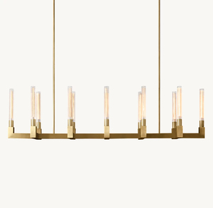 American Villa Salon Salle à manger Cuisine Linéaire <span class=keywords><strong>Rectangulaire</strong></span> <span class=keywords><strong>Suspension</strong></span> Lampe Branche Laiton <span class=keywords><strong>Suspension</strong></span> <span class=keywords><strong>Lustre</strong></span> - Product Image 4