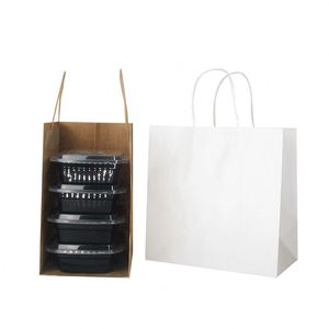 Luxury Brown Kraft Paper <b>Bags</b> Custom Your Own logo Food Takeaway Packaging Paper <b>Bag</b> with Twist Handles - Product Image 2