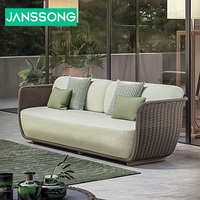 Ensemble de mobilier de jardin en rotin tressé personnalisé pour extérieur, avec structure métallique, canapé, pour hôtel, résistant à l'eau, durable, pour les loisirs