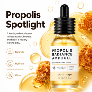 Sérum Ampoule Éclat au Propolis, Extrait de Miel et Centella : Hydratant, Nourrissant, Révélateur de Vitalité Cellulaire, Illumine les Peaux Ternes (Marque Blanche) - Product Image 1