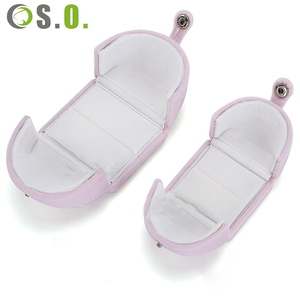 Caja de Joyería de Terciopelo de Moda, Caja para Anillo de Compromiso, Caja de Almacenamiento de Joyería Creativa con Esquinas Redondeadas y Cierre a Presión Doble - Product Image 5