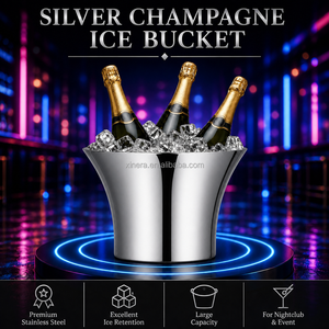 Cubo de hielo de lujo para champán, resistente al óxido, para bares, clubes, bodas, fiestas, en forma de barra redonda de metal. - Product Image 1