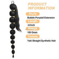 WP31 Extension de queue de cheval ombrée de 32 pouces, 150g, avec élastique, extensions de cheveux synthétiques lisses à enrouler, styles tressés Yaki