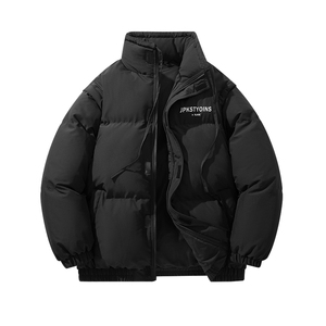 Chaqueta acolchada de algodón con capucha y a prueba de viento con logotipo personalizado, chaqueta holgada informal de tendencia cálida gruesa para deportes al aire libre - Product Image 2