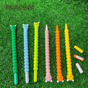 Stylo en silicone coloré en forme d'insecte de dessin animé, nouvelle conception, chenille neutre, ver gourmand, stylo à séchage rapide, gel pen 2692 - Product Image 3