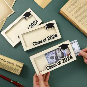 Graduation Season Gift Layered Wooden Wallet Wood Crafts Boxes Envelope Card Box Money Holder