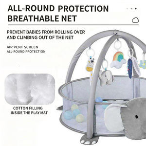 Tapis de jeu pliable 4-en-1 KSF en coton doux avec piscine à balles et côtés en maille pour bébés, centre d'activités intérieur, vente en gros - Product Image 5