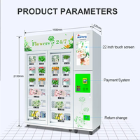 Máquina Expendedora Automática de Cajas Metálicas con Pantalla Táctil de 22 Pulgadas, Capacidad de 20-150 Unidades, Refrigeración por Compresor para Flores Frescas