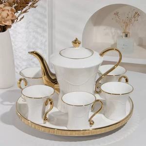 Ceramic 200mL Minimalist Design Water Cup Kettle <b>Set</b> Hand-painted Gold Cup <b>Set</b> Hot and Cold <b>Pot</b> Coffee <b>Set</b> - Product Image 3