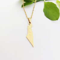 Collier Carte de Palestine en Acier Inoxydable Doré pour Femme