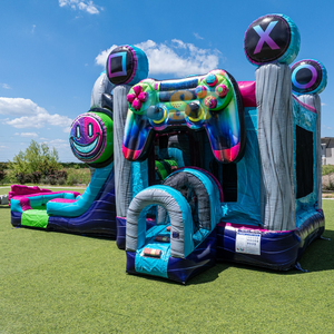 Contrôleur de jeu de château gonflable commercial maison de rebond toboggan Combo Hupfburg château sautant pour enfants <span class=keywords><strong>location</strong></span> de fête de cavalier - Product Image 1