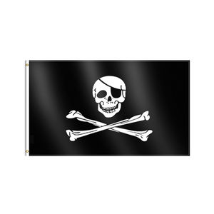 Bandera de pirata <span class=keywords><strong>con</strong></span> arandelas de latón, hueso viejo y escalofriante, personalizada, 3x5 pies - Product Image 2